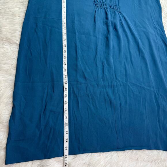 Eileen Fisher Women's 100% Silk V-Neck Relaxed Kaftan Dress Blue Size XL NWT - Picture 4 of 13